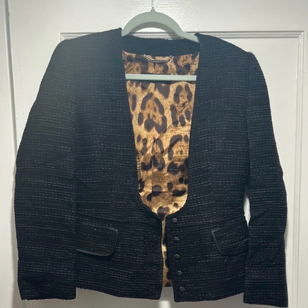 Dolce & Gabbana Black Blazer with Leopard Print Interior